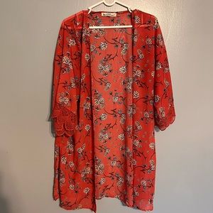 Sheer floral kimono